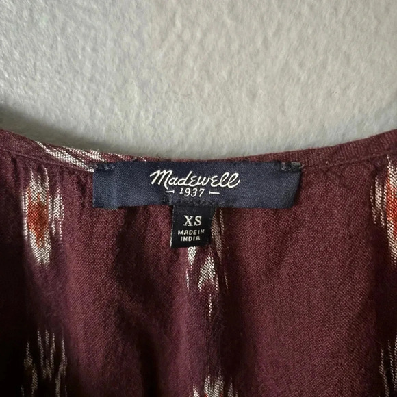 Madewell | strap | maroon | pattern | dress | xs - Picture 7 of 8